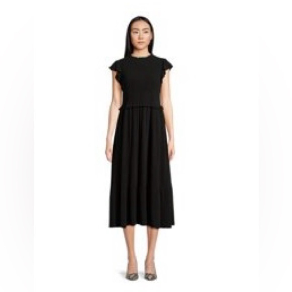 NWT Time and tru smocked bodice midi dress black XL
